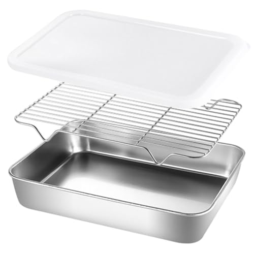 Garneck Multi-purpose Kitchen Supply Stainless Steel Grilling Pan Grill Drip Pan Vegetable Draining Plate