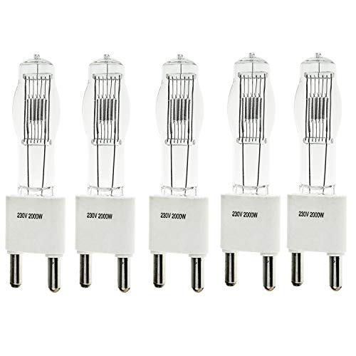 PYXEL 5 x Bombillas de 2000 W GY38 para la Iluminación del punto de Fresnel continuo de Estudio Vídeo - 5 Bombillas de Tungsteno