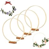 【Sie Erhalten】4 x 30cm Holz Kranz Ringe, 4 x hölz Tischkartenhalter. Perfekt für DIY Hochzeitstisch Mittelstück, Weihnachtskranz Dekor oder Makramee Wandbehänge Projekte.