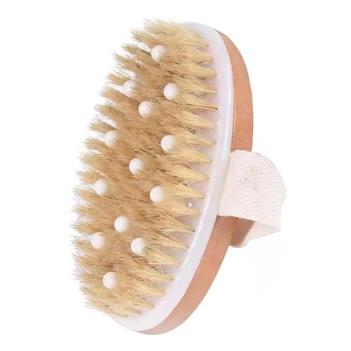 Massage Bath Brush Body Detox Brush For Beautiful Skin - Shower Brushing Removes Dry Skin Solid Wood Frame & Boar Hair Exfoliating Brush