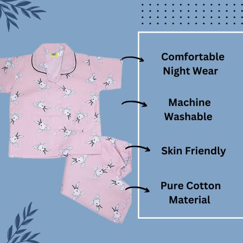 Image of Cotton Printed Night Dress Soft Night Suit Sleepwear Nightwear Set Unisex Kids Wear