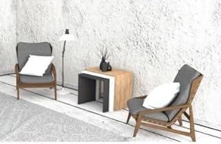 طقم كراسي استرخاء حديثة مع طاولة جانبية، وسائد رمادية، إطار خشبي، أثاث عصري لغرفة المعيشة، طاولة جانبية، 35 سم