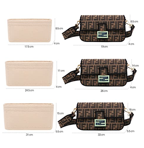 Lckaey Tote/Organizer für Fendi Baguette 19 26 33 Innentasche, Schwarz -M, Handbag Organizer, Filz, Einsatzmontage
