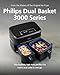 Philips Airfryer 3000 Series Dual Basket - 2 Drawer Air Fryer, 3L + 6L Capacity, RapidAir Plus Technology, 13 Ways to Cook, 90% Less Fat, Easy to Clean, Digital Touchscreen, Energy Saving (NA350/00)