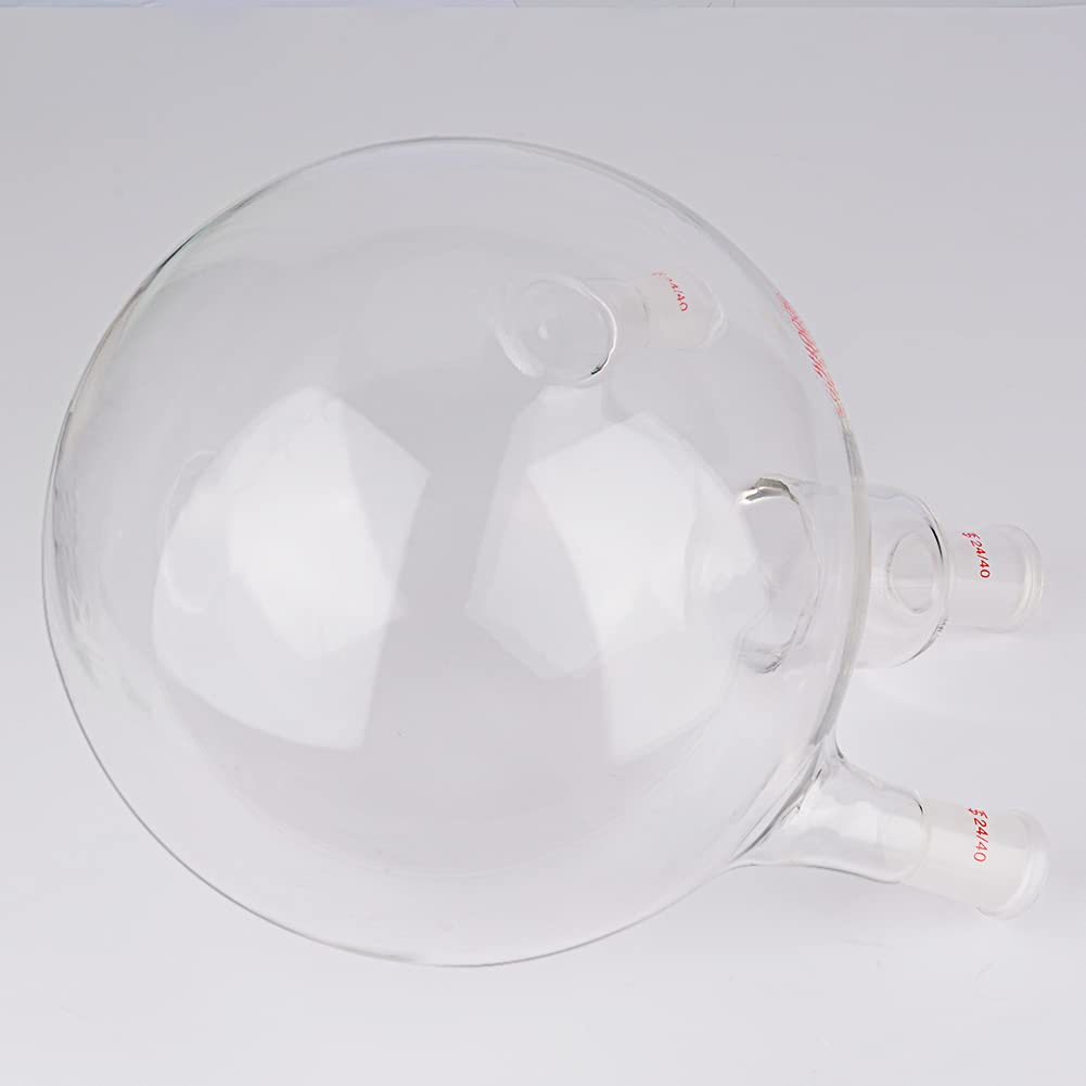 StonyLab 50 ml szklana kolba okrągła z 3 szyjami RBF, z 24/40 centrami i bocznym standardowym złączem Taper Outer Joint (5 l)