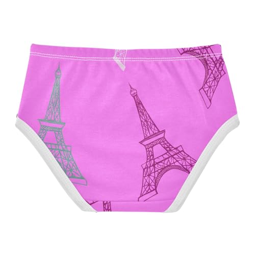 Eiffel Towers Pink Panties for Girl Toddler Underwear Custom Cotton Animals Undies Kids Briefs 2t2