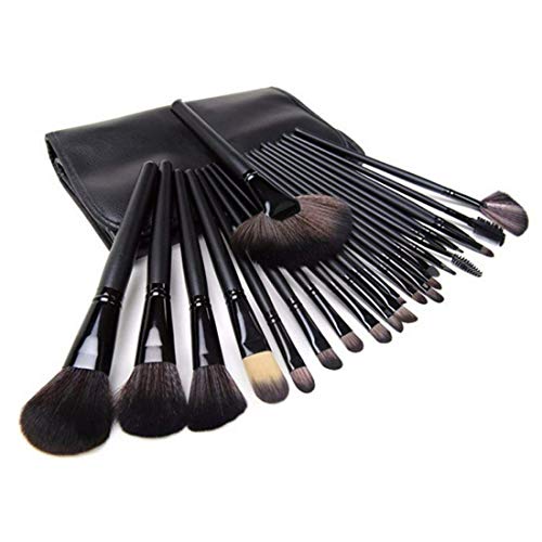 Professional Makeup Brushes Sets - Made of Nylon Material - Cosmetic Brushes Set for Foundation, Powder, Blush, and Eyeshadow - Non-Shedding & Cruelty-Free Synthetic Hair, 24 Piece, Black