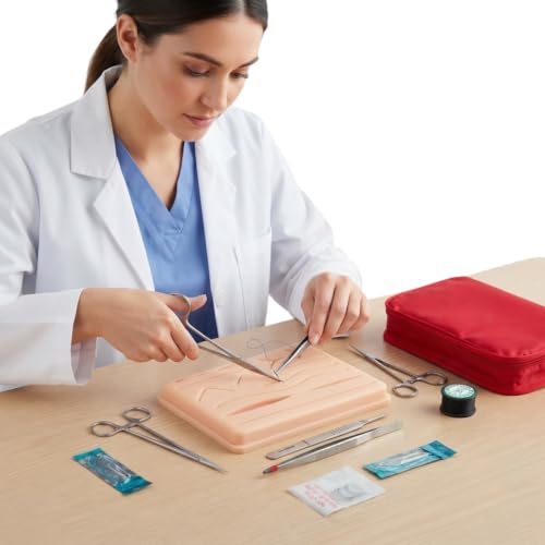 Image of Suture Practice Kit for Medical Students - Includes Large Silicone Training Pad, Needles, Thread, and Essential Tools for Surgical Suture Practice and Medical Skills Training