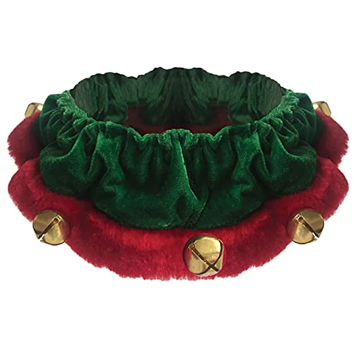 Huxley & Kent Ruff Pet Scrunchy | Elf (Extra-Large) | Festive Christmas/Holiday Neckwear for Dogs/Cats | Fun Stretchable Costume Accessory | Soft Collar with Bells