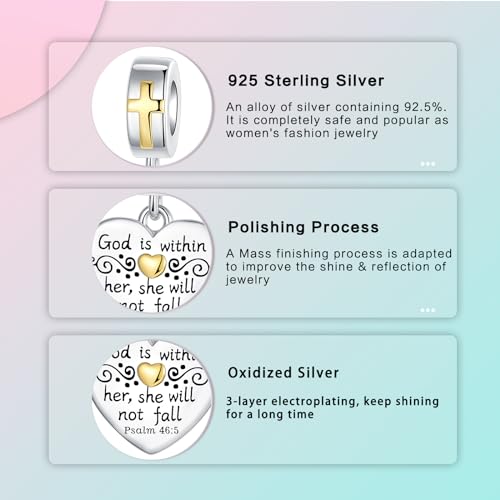 Image of LUXILLA Love You Best Friend Grandma Wife Heart Charm 925 Sterling Silver Charms Fit for Bracelets Necklace Jewelry Gift for Women