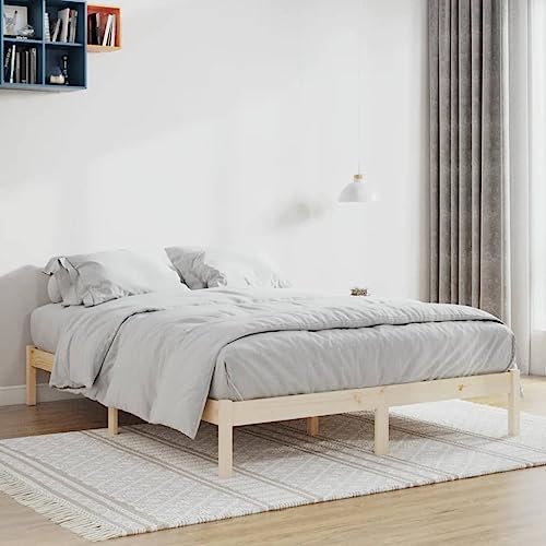 vidaXL Estructura de Cama sin colchón Madera Maciza de Pino 152x203 cm, Marcos de Cama, Marco de Cama de Madera, Base de Cama, Cama