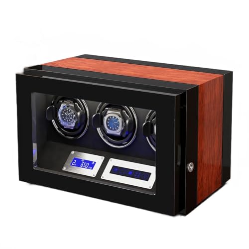 Caja para relojes automáticos, bloqueo seguro, motor silencioso, vitrina LED para 2-6 relojes