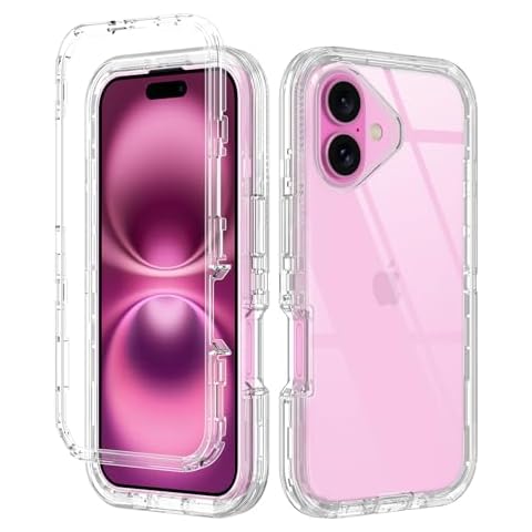 I-HONVA for iPhone 16 Plus Case Clear [Non Yellowing] Shockproof Dust/Drop Proof 3-Layer Protection [Without Screen Protector] Rugged Heavy Duty Cover for Apple iPhone 16 Plus 6.7",Clear Cover