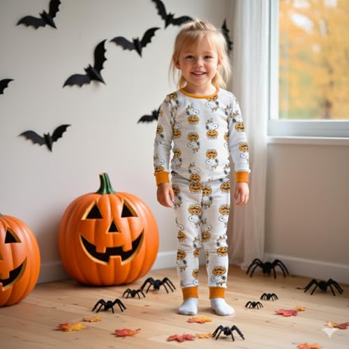 Peanuts Toddler Halloween Pajamas - Kids Snoopy 2 Piece Boys Girls PJ Set For Holiday, Long Sleeve & Pants - Official License2