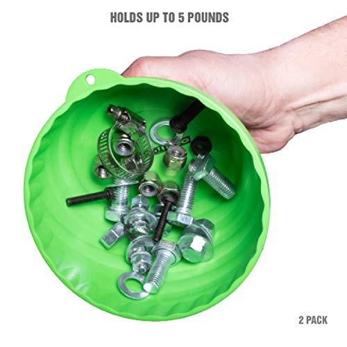 Oemtools 25115 Green Magnetic Nut Cups, 2 Pack, Each Curved Magnetic Parts Tray Holds Up To 5 Pounds, Attaches To Metal Surfaces, Multi-Use Nuts And Bolts Organizer Set Made From Durable Abs Plastic #TOP3