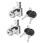 sourcing map Push Lock for Sliding Glass Cabinet Door Fits 5mm Thick Keyed Alike 2Pcs