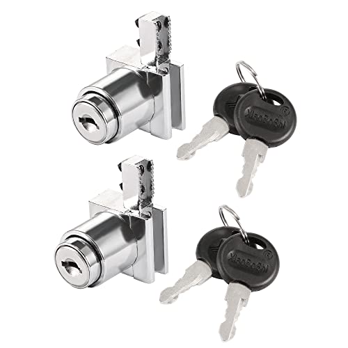 sourcing map Push Lock for Sliding Glass Cabinet Door Fits 5mm Thick Keyed Alike 2Pcs