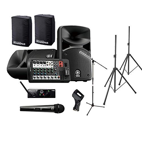 YAMAHA STAGEPAS400BT(カバー付き) イベント司会・弾き語り用スピーカーセット 【ワイヤレスマイク ・ 必須アクセサリー一式付きPAシステム】 ヤマハ