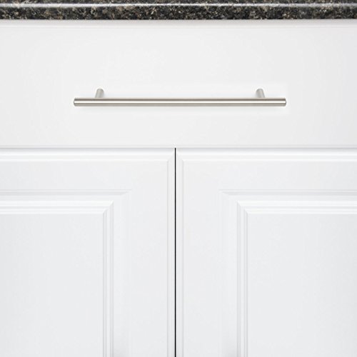 Image of Amazon Basics Euro Bar Cabinet Handle (1 /2-inch Diameter), 11.19-inch Length (8.82-inch Hole Center), Satin Nickel, 10-Pack