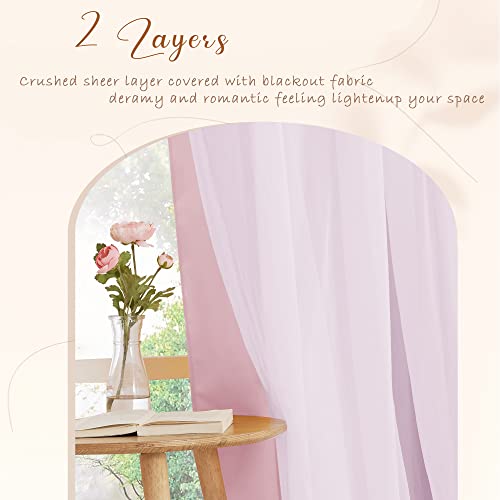 Image of PONY DANCE Short Pink Curtains, 52 W x 63 L, Light Pink, 2 PCs