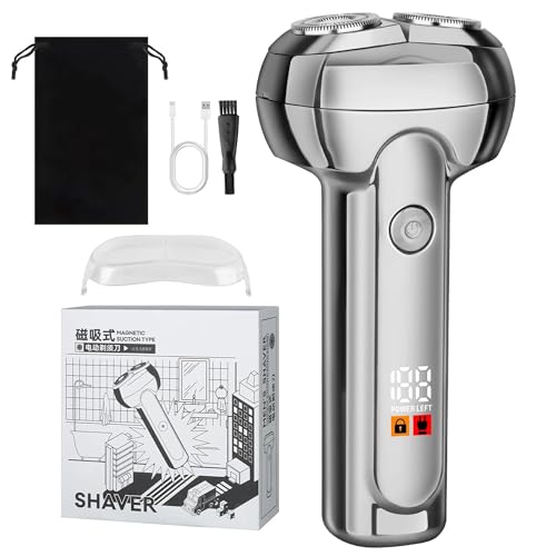 RUIM 3D Rotary Electric Shaver for Men, Waterproof Magnetic Shaving with Type-C Fast Charge, LCD Display, Travel Case - Ideal Gift for Dad, Men with Sensitive Skin