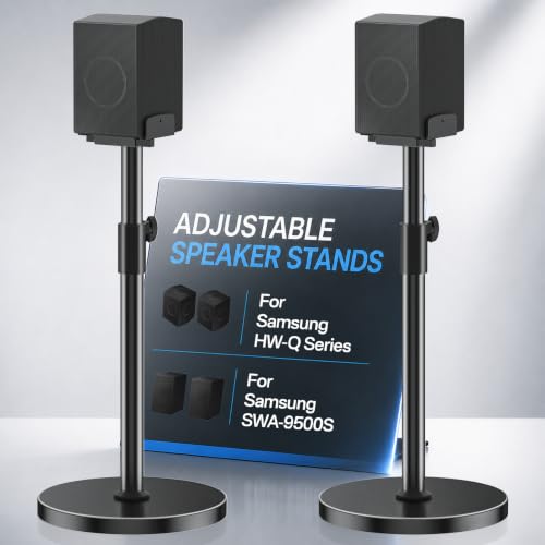 Adjustable Speaker Stand Pair for Samsung Rear Speaker Stand-Q990F/Q930F/Q990H/Q990D/Q990C/SWA-9500S/SWA-W200D 511 Dual Side Clamp 2937.5 Height Adjust for Samsung Surround Sound WR Cable Mgmt