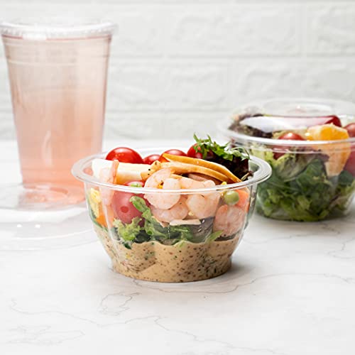 Restaurantware Thermo Tek 16 Ounce Disposable Salad Bowls 500 Round Deli Bowls - Avoids Cracks And Leaks Sustainable, Clear Plastic Salad Container Bowls, For Hot And Cold Foods Lids Sold Separately #TOP2