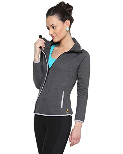 Image of PINACOLADA Charcoal Womens Flowy Piped Jacket with High Rise Collar
