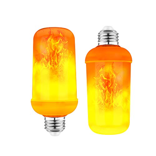 Wirleben 2-Pack DC12V LED Flame Light Bulb Low Voltage AC/DC12V E26 Edison Bulb Orange Fire Flickering Lights for Halloween/Christmas/RV/Outdoor Landscaping/Battery Powered Lighting