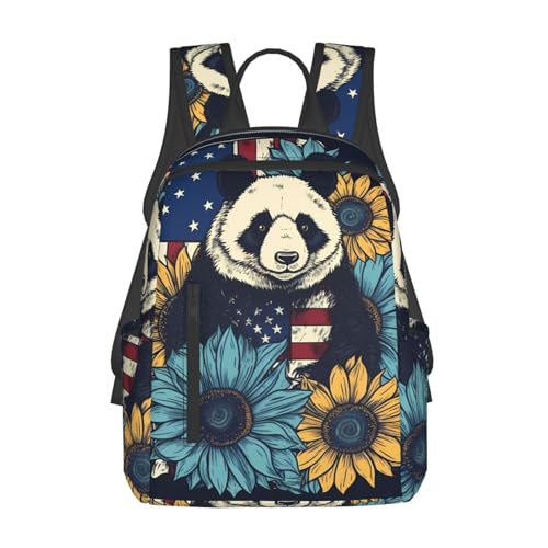 Casual Backpack for Women Men Panda Sunflower Lightweight Daypack Large Capacity Nurse Bag