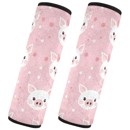 Seat Belt Covers 2 Pack Pig Faces Car Seat Strap Covers Super Soft Pink Car Seat Neck Cover for Boys Girls Adults Babies M