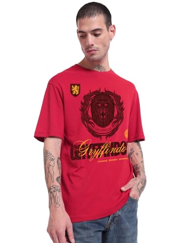 Image of Bewakoof Official Harry Potter Merchandise Men's 100% Cotton 220 GSM Graphic Print Oversized Fit Round Neck T-Shirt