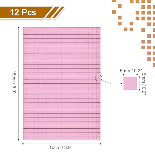sourcing map 7200 Stück Glas Spiegel Disco Ball Fliesen Selbstklebende Rosa Spiegel Mosaik Fliesen 5 x 5mm für Disco Ball, DIY Handwerk, KTV Dekoration 12 Blatt