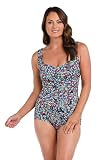 Maxine of Hollywood Women's Spa Shirred Girl Leg One Piece Swimsuit, Multi//Colorburst, 14