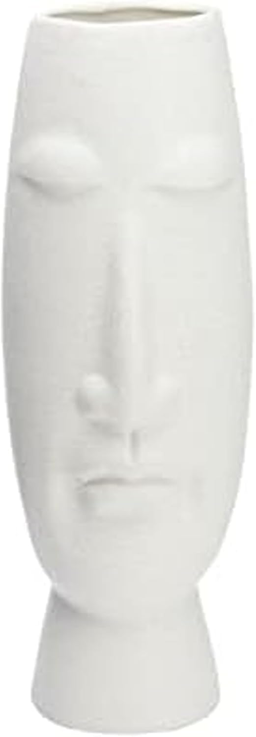 Mikasa 6.5x6.89x19.69 Inch White Ceramic Face Vase