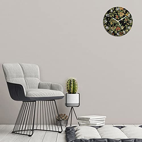 Horloge en verre sécurité 30 cm impression moderne fleurs