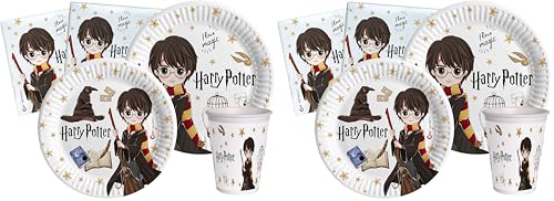 Vajilla de fiesta Harry Potter ecológica pack platos desechables y vasos cumpleaños infantil