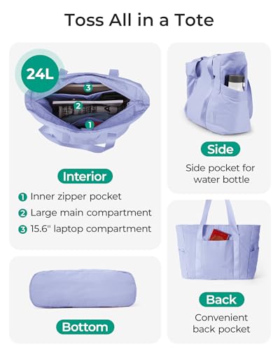 Image of BAGSMART Tote Bag for Women, Tote Bag with Zipper Work Tote with Compartments Nurse Shoulder Hanbag for Travel, Gym