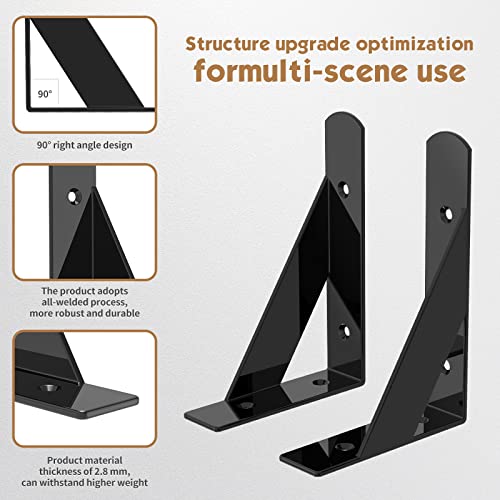Heavy Duty Shelf Brackets 6 Inch, 4 Pack Floating Shelf Brackets With 90 Degree Triangle, Heavy Duty Wall L Brackets, Mounting Screws Included #TOP3