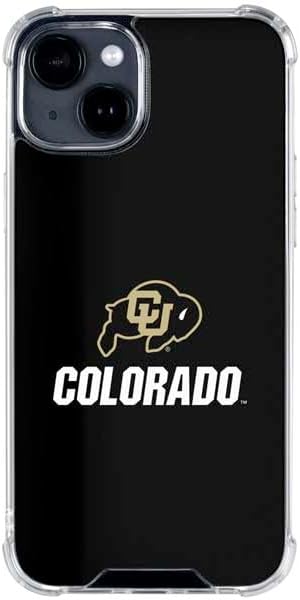 Skinit Clear Phone Case Compatible with iPhone 15 Plus - Officially Licensed University of Colorado CU Logo on Black Design