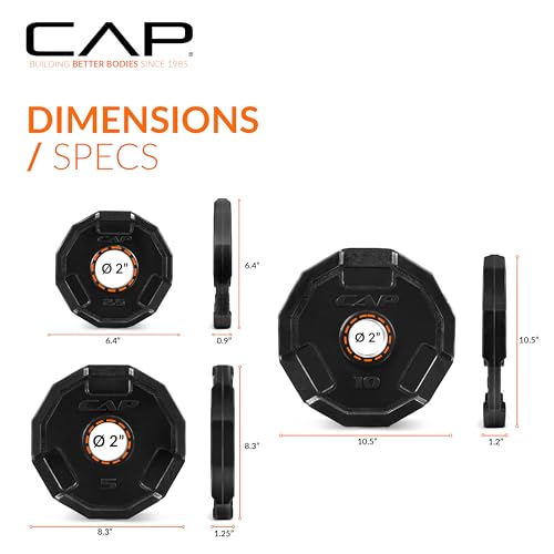 image for CAP Barbell 12-Sided Rubber Coated Olympic Weightlifting Grip Plates �