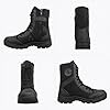 LUDEY Men's Military Boots Tactical Boots Combat Boots Army Patrol Boots LightweightPolice Shoes with Zipper SN-307 B-Black 9 UK #2