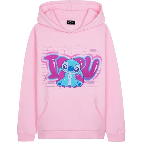 Disney Sudadera con Capucha para Niña - Regalo Niños (Rosa Claro Stitch, 13-14 años)
