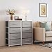 ODK Dresser for Bedroom with 4 Storage Drawers, Small Dresser Chest of Drawers Fabric Dresser with Sturdy Steel Frame, Dresser for Closet with Wood Top, Light Grey