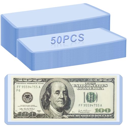 50 protectores transparentes para billetes 6.8 x 2.9 pulgadas miniatura 1