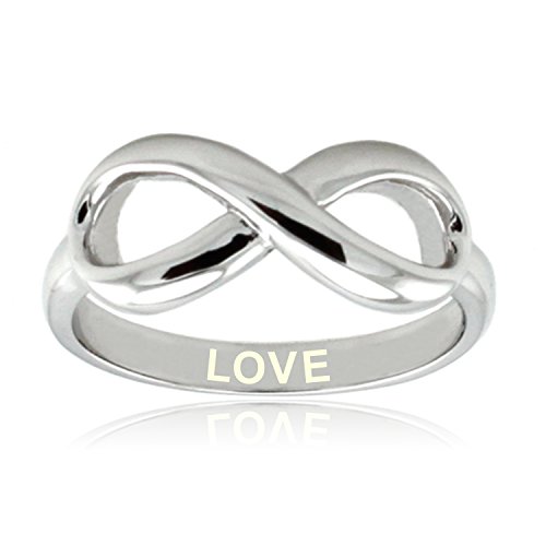 Love (Amor) de Plata Esterlina Anillo Infinito Grabado - Tamaño 22 Love (Amor) de Plata Esterlina Anillo Infinito Grabado - Tamaño 22