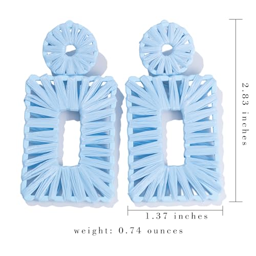 Statement Raffia Earrings Boho Square Drop Earrings Geometric Dangle Earrings for Women Gift Jewelry3