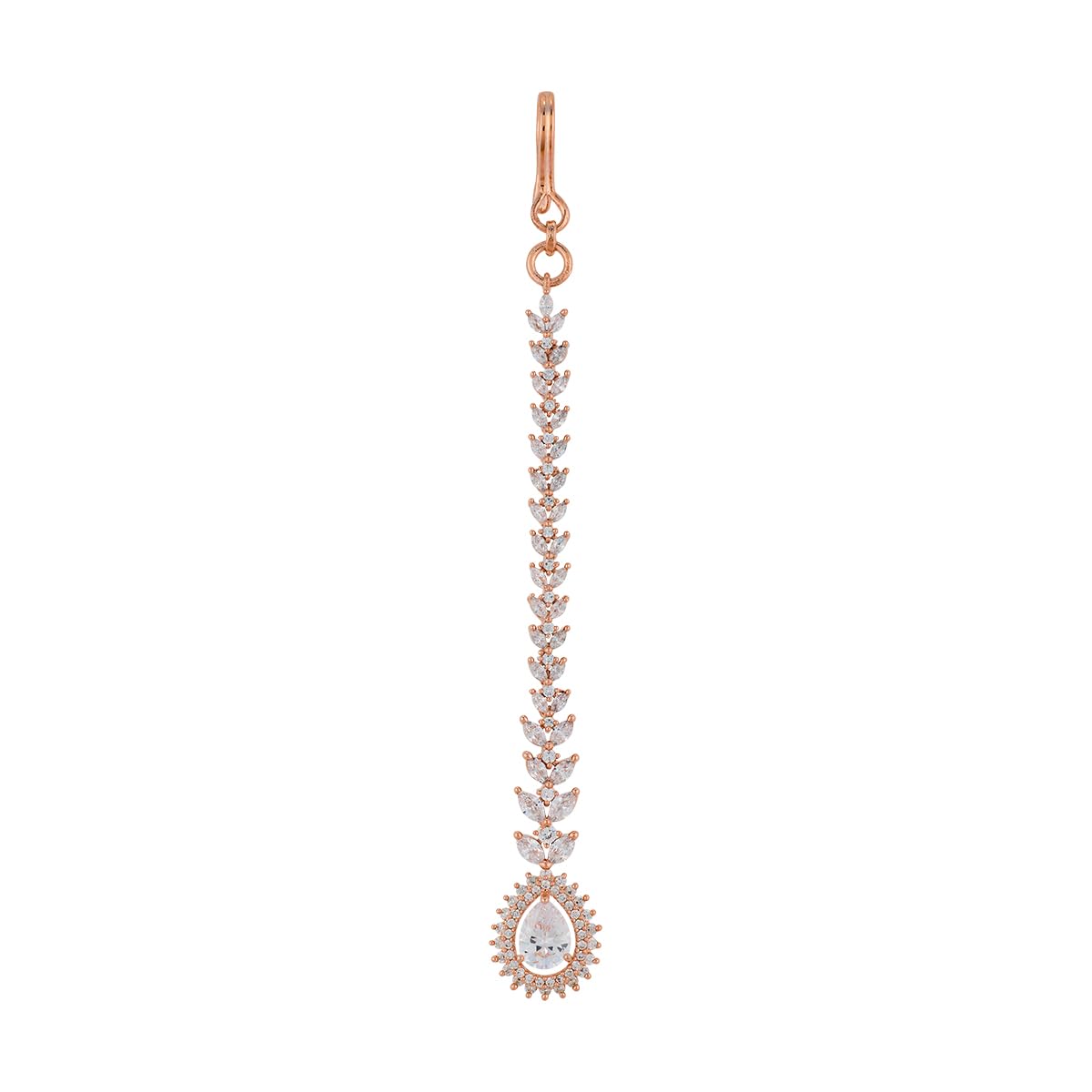 kushal's Fashion Jewellery White Rose Gold Plated Zircon Maang Tikka for Women | Festive & Special Occasion Jewellery - 465097-picture-34