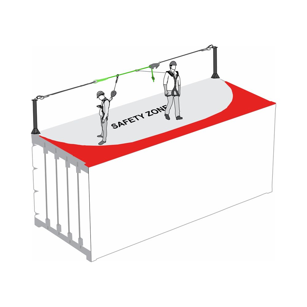 KRATOS SAFETY - Ligne de vie temporaire horizontale pour 2 utilisateurs, lg. maxi 14 m, pour conteneur ISO
