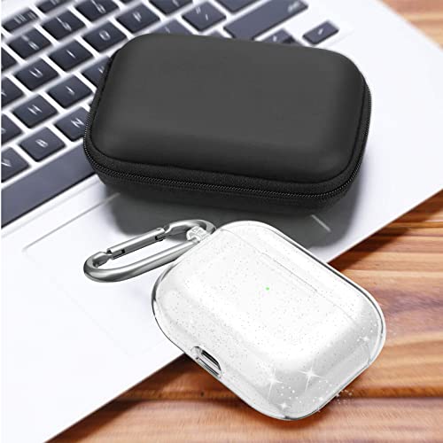 Valkit Compatible Airpods Pro Case, Clear Glitter Cute Bling Air Pod Pro Protective Case Cover With Keychain For Girls Women Men Shockproof Skin Case For Apple Airpods Pro Charging Case - Clear #TOP6